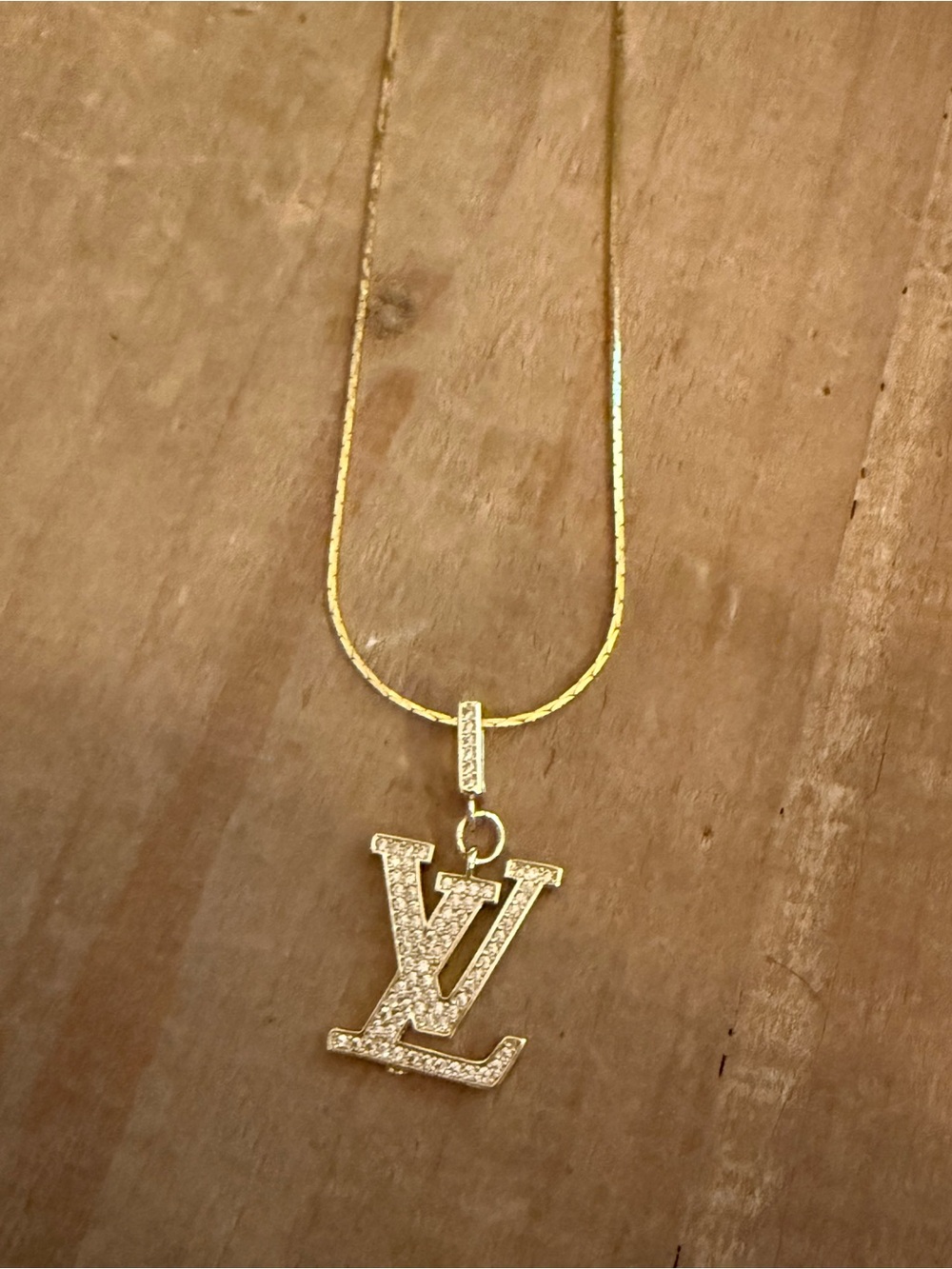 Designer Inspired LV Pendant Necklace • 17”